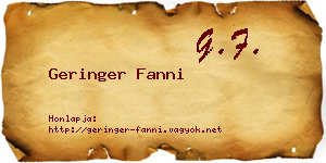 Geringer Fanni névjegykártya